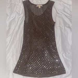 Michael Kors Long, Mesh, Sparkly Tank Top